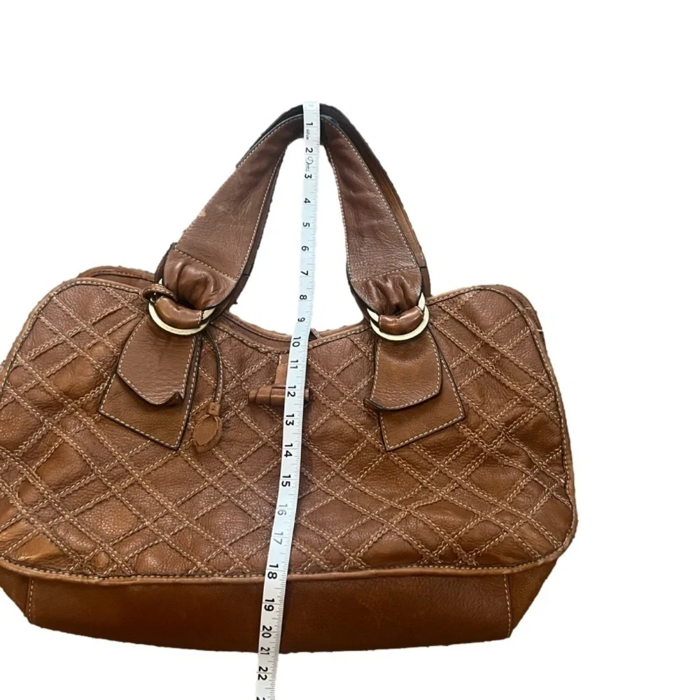 Gianni Bini Brown‎ Genuine Leather Purse Shoulder Bag Tote Hobo Satchel